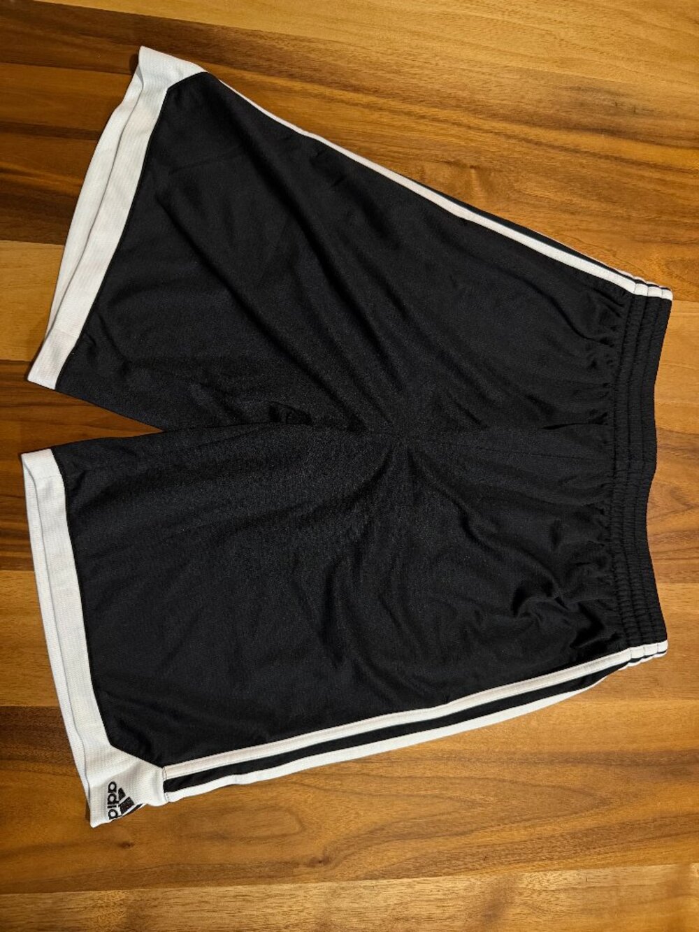 Adidas Boys Size 18 Athletic Shorts Black White.